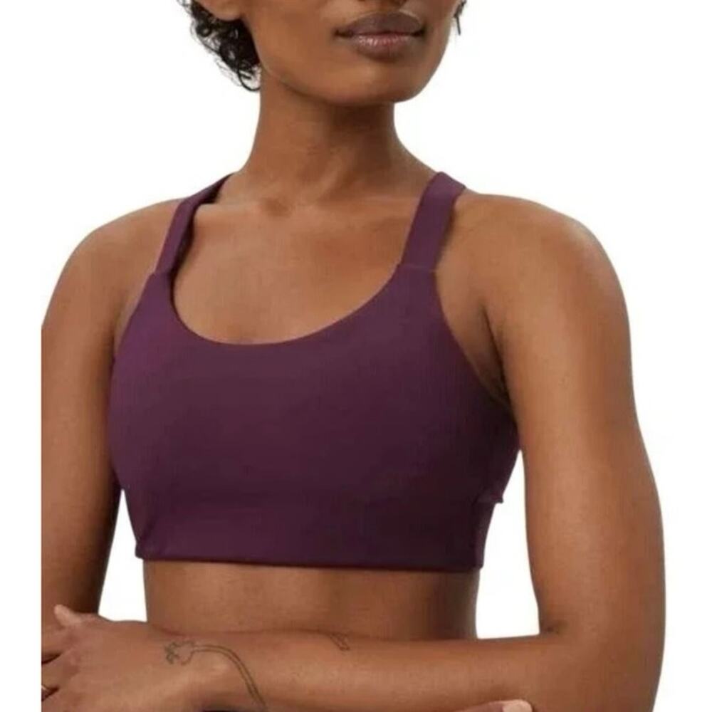 Girlfriend Collective Lou Deep V-Back Sports Bra in Plum Purple XXL NWOT